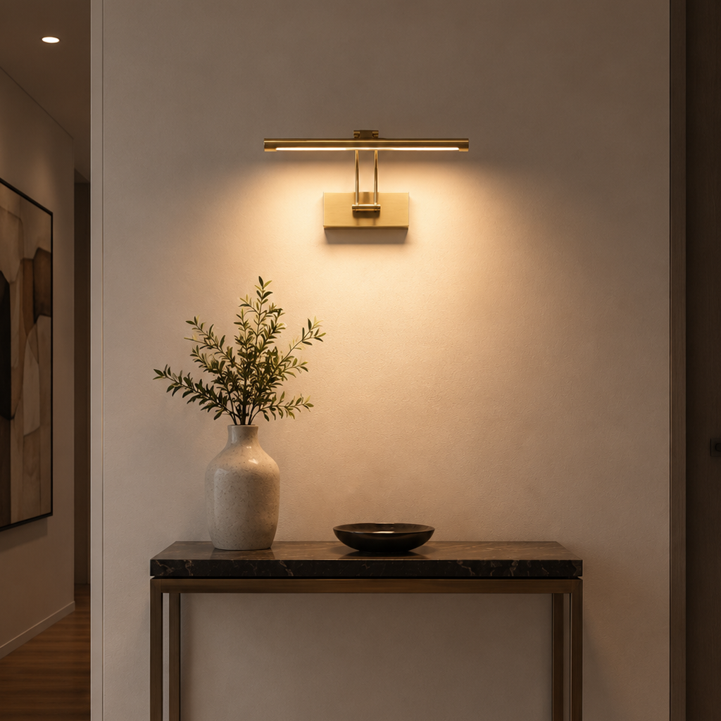 LUMERYA Nera, lampe murale sans fil dorée allumée