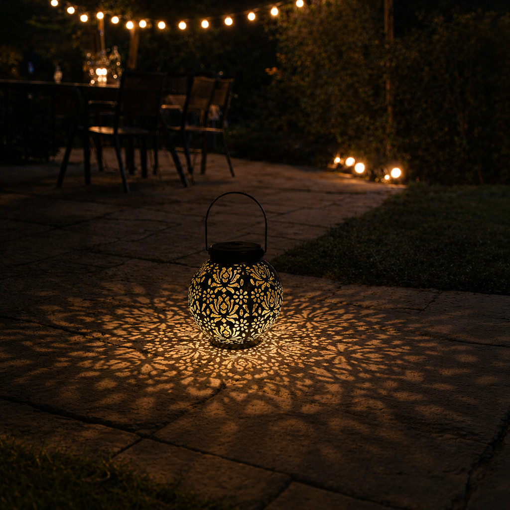 NÉORIS Felys, lampe d'extérieur sans fil noire allumée