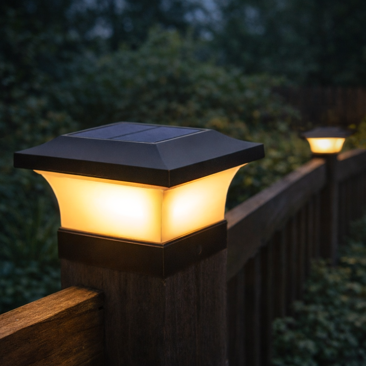 NÉORIS Solya, lampe d'extérieur sans fil noire allumée